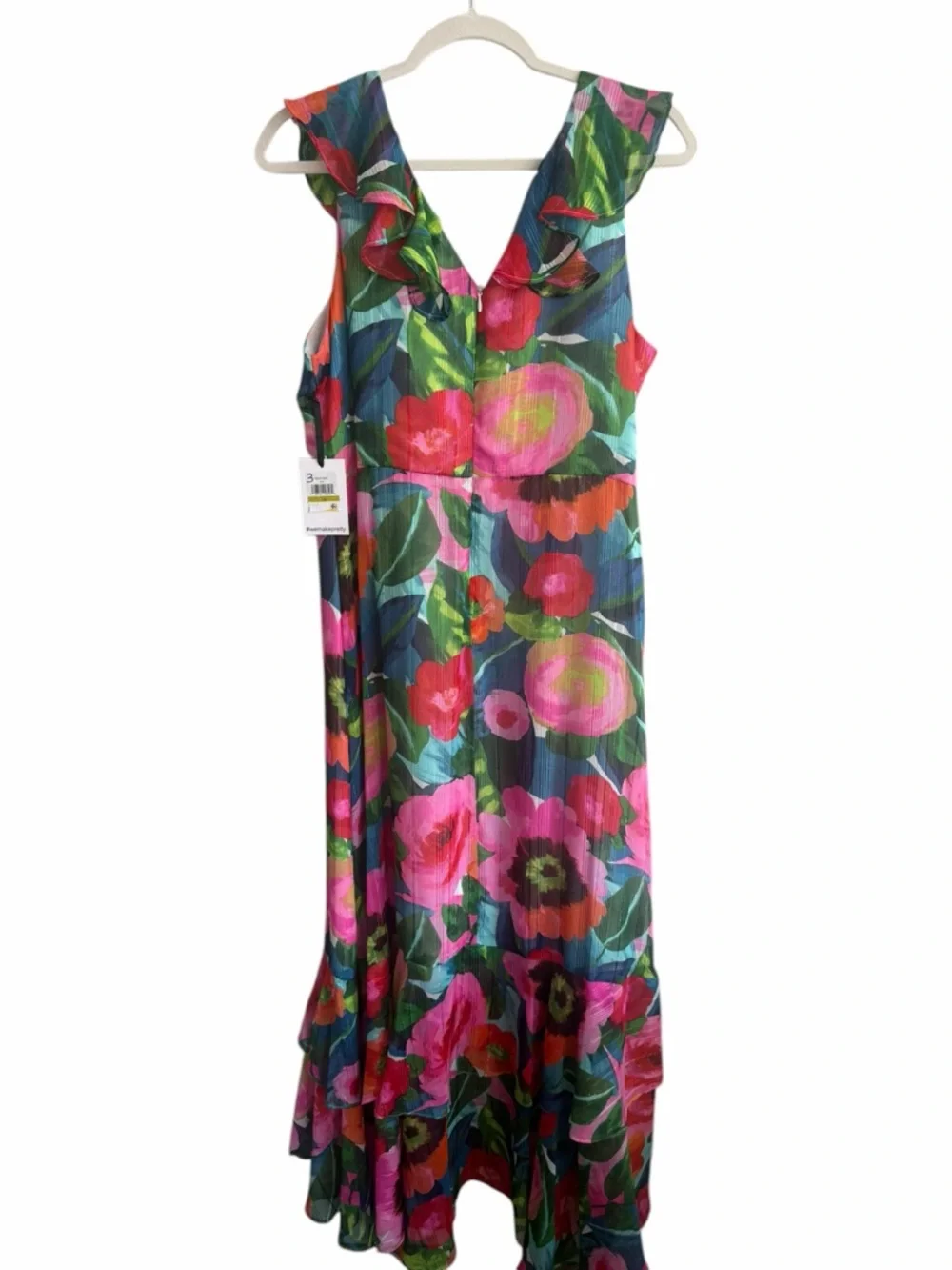 KENSIE Womens Sleeveless Ruffle Floral Maxi Faux Wrap Dress size 14 NWT - Picture 6 of 12